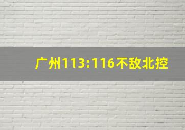 广州113:116不敌北控