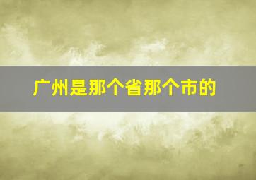 广州是那个省那个市的