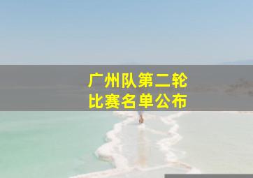 广州队第二轮比赛名单公布