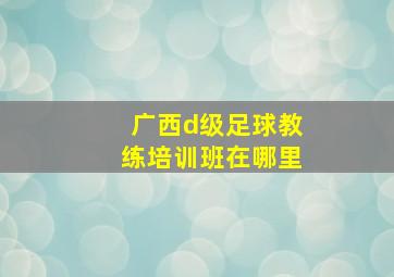 广西d级足球教练培训班在哪里