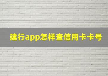 建行app怎样查信用卡卡号