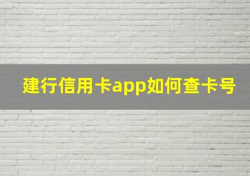 建行信用卡app如何查卡号