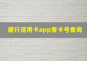 建行信用卡app查卡号查询