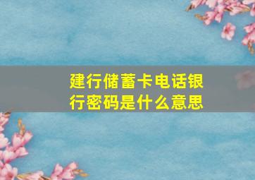 建行储蓄卡电话银行密码是什么意思