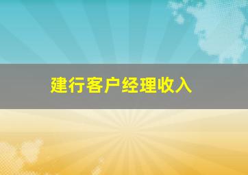 建行客户经理收入