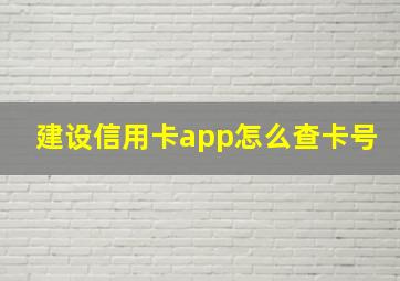 建设信用卡app怎么查卡号