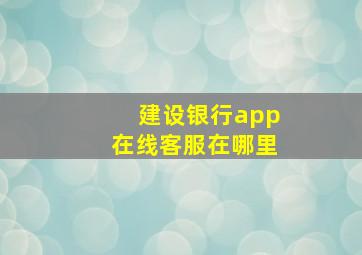 建设银行app在线客服在哪里