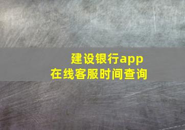 建设银行app在线客服时间查询