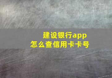 建设银行app怎么查信用卡卡号