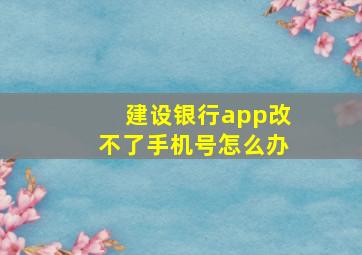 建设银行app改不了手机号怎么办