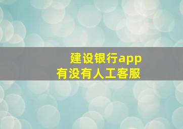 建设银行app有没有人工客服