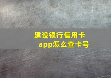 建设银行信用卡app怎么查卡号