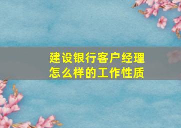 建设银行客户经理怎么样的工作性质