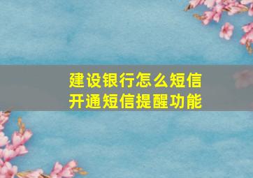 建设银行怎么短信开通短信提醒功能