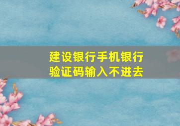 建设银行手机银行验证码输入不进去