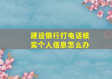 建设银行打电话核实个人信息怎么办