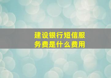 建设银行短信服务费是什么费用