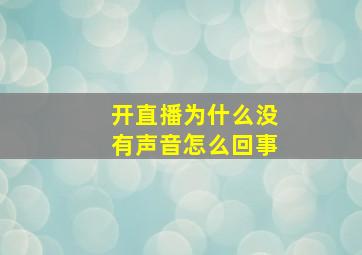 开直播为什么没有声音怎么回事