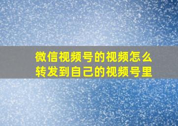 微信视频号的视频怎么转发到自己的视频号里