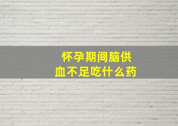 怀孕期间脑供血不足吃什么药