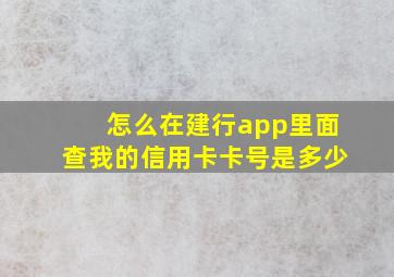 怎么在建行app里面查我的信用卡卡号是多少