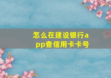 怎么在建设银行app查信用卡卡号