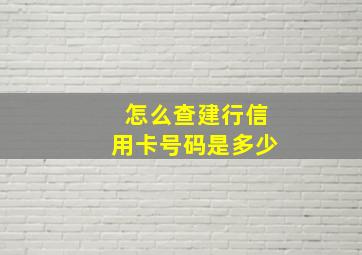 怎么查建行信用卡号码是多少