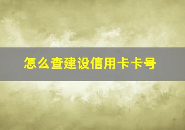 怎么查建设信用卡卡号