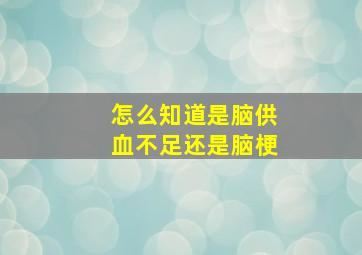 怎么知道是脑供血不足还是脑梗