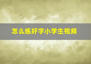 怎么练好字小学生视频