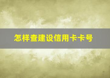 怎样查建设信用卡卡号