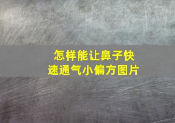 怎样能让鼻子快速通气小偏方图片