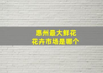 惠州最大鲜花花卉市场是哪个