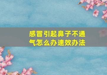 感冒引起鼻子不通气怎么办速效办法