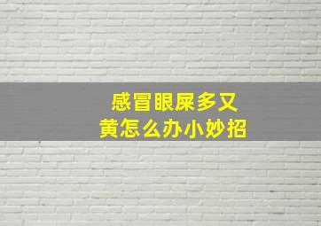 感冒眼屎多又黄怎么办小妙招