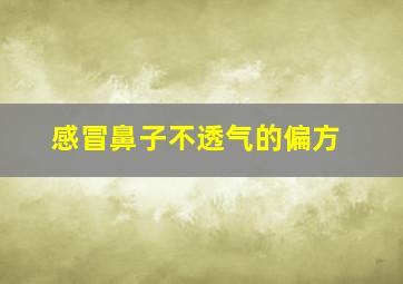 感冒鼻子不透气的偏方