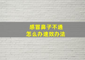 感冒鼻子不通怎么办速效办法