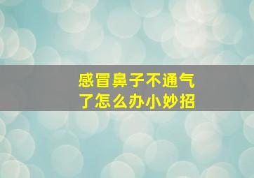 感冒鼻子不通气了怎么办小妙招