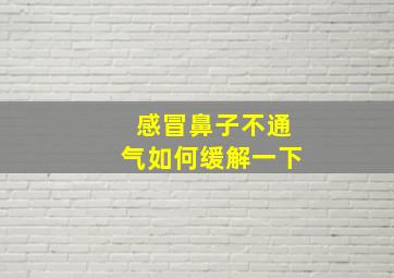 感冒鼻子不通气如何缓解一下