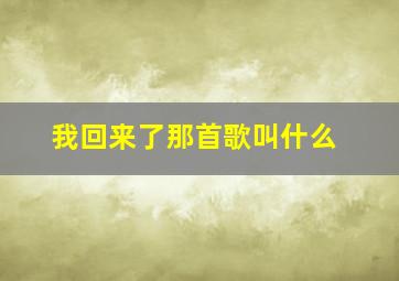 我回来了那首歌叫什么