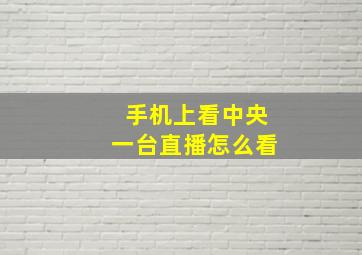 手机上看中央一台直播怎么看