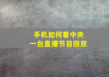 手机如何看中央一台直播节目回放