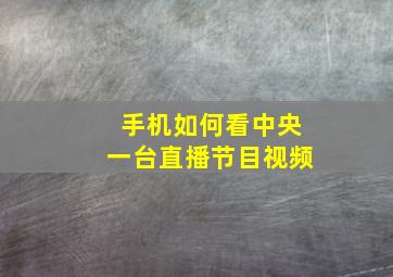 手机如何看中央一台直播节目视频