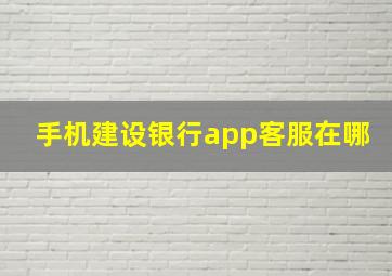 手机建设银行app客服在哪