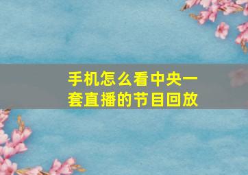 手机怎么看中央一套直播的节目回放