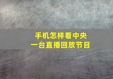 手机怎样看中央一台直播回放节目