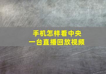 手机怎样看中央一台直播回放视频