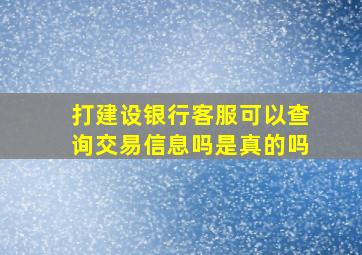 打建设银行客服可以查询交易信息吗是真的吗