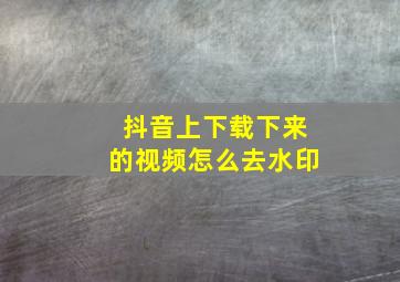 抖音上下载下来的视频怎么去水印