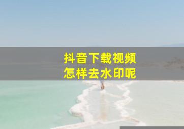 抖音下载视频怎样去水印呢